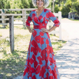 Marie | Vestido Maxi Floral con Mangas Tres Cuartos