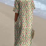 Eulállia - Vestido Retro Floral en Verde Aqua